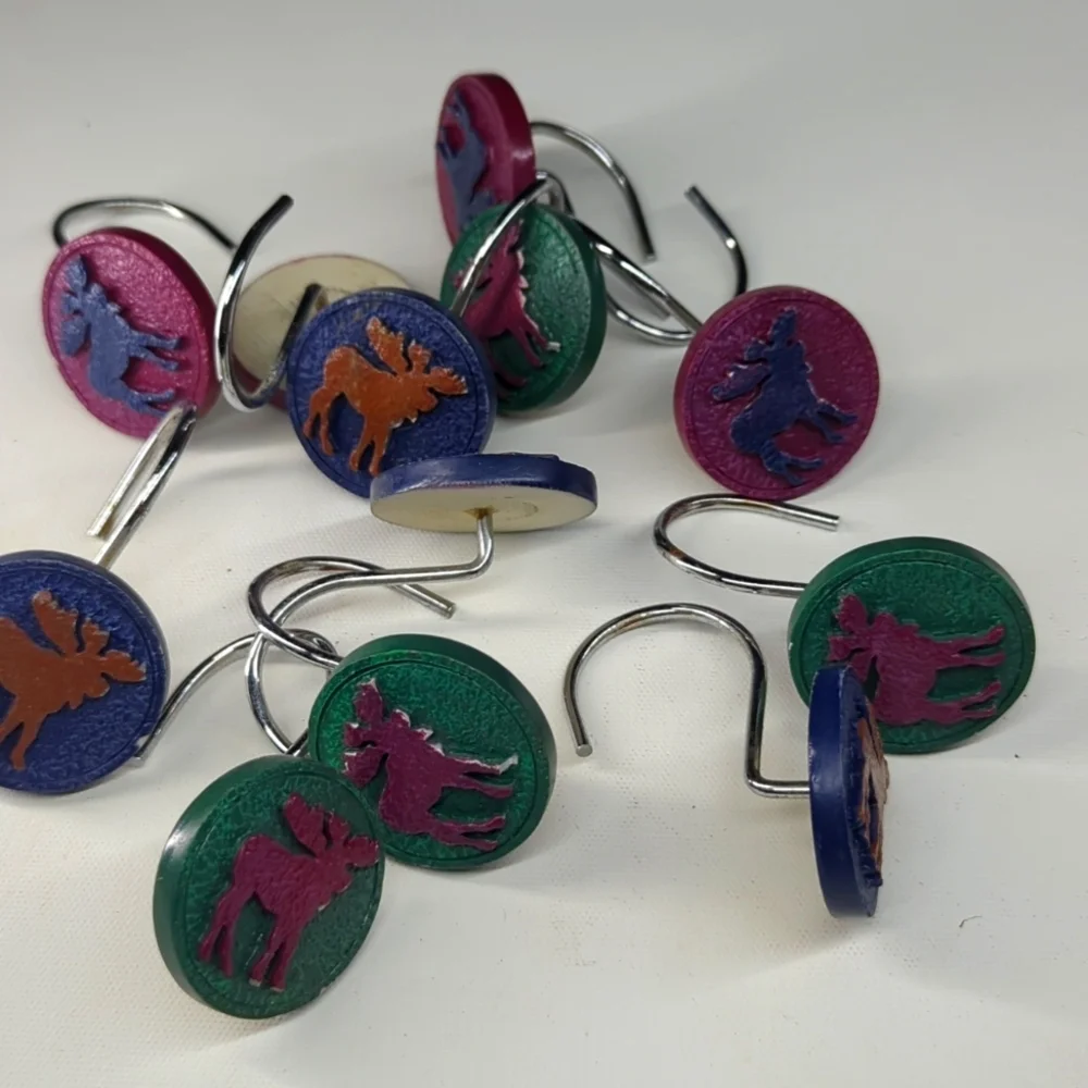 Vintage Moose Shower Hooks With Imperfections